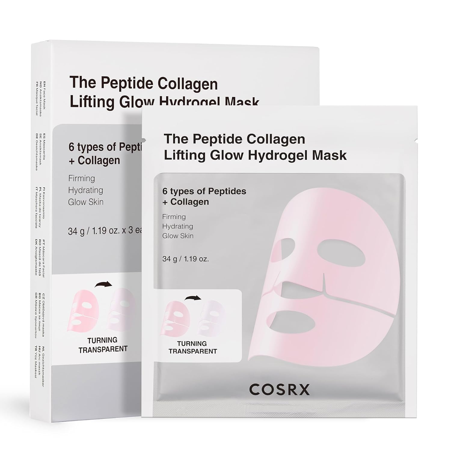 COSRX Pink Peptide Collagen Lifting Glow Hydrogel Gesichtsmasken