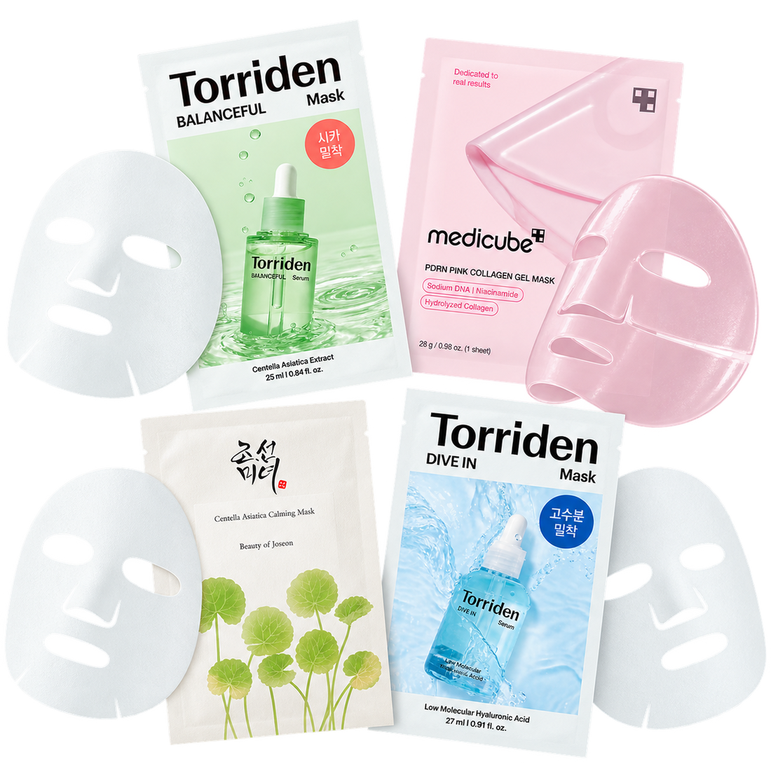 Medicube, Beauty of Joseon, Torriden Masken Bundle 4 Masken / 105 ml