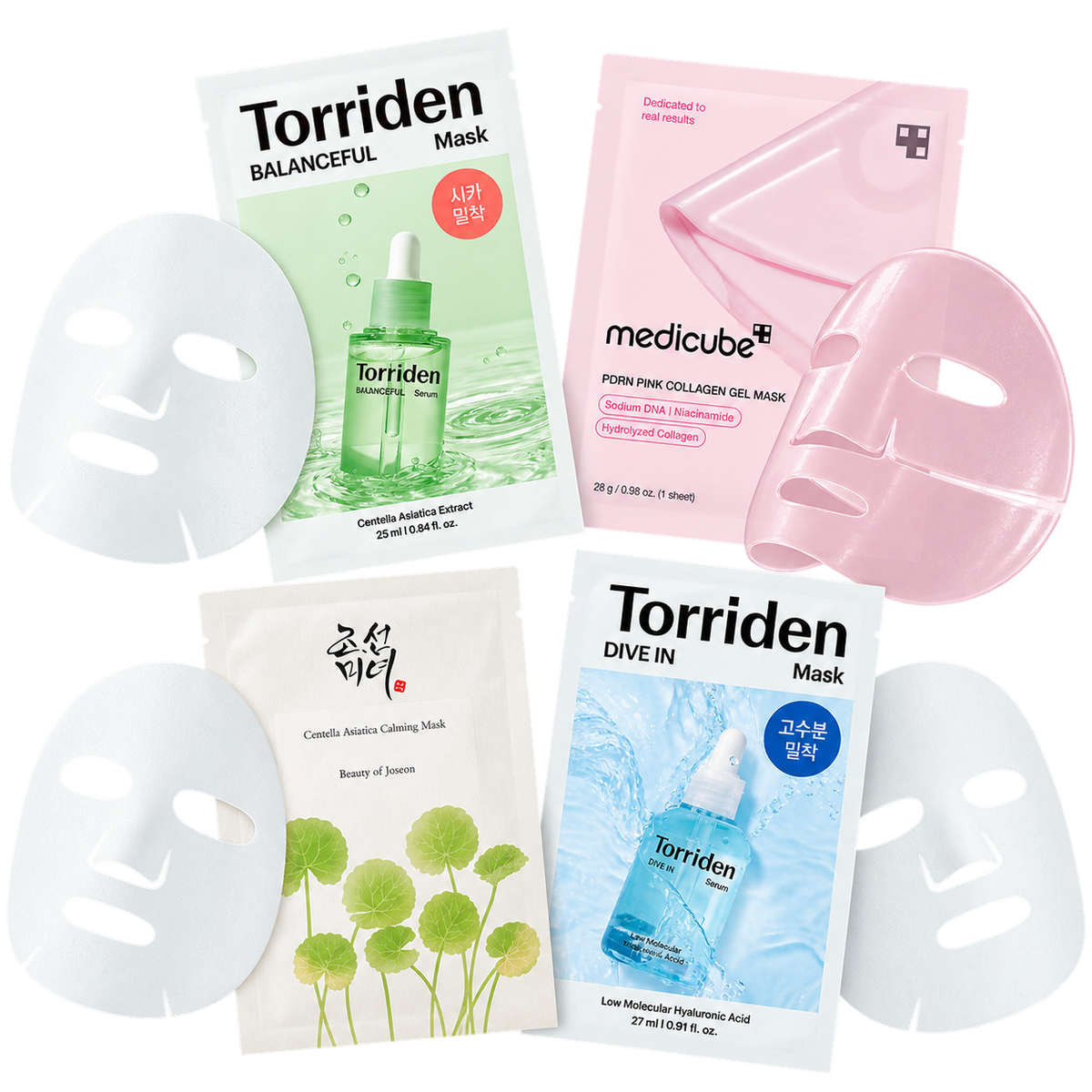 Medicube, Beauty of Joseon, Torriden Masken Bundle 4 Masken / 105 ml