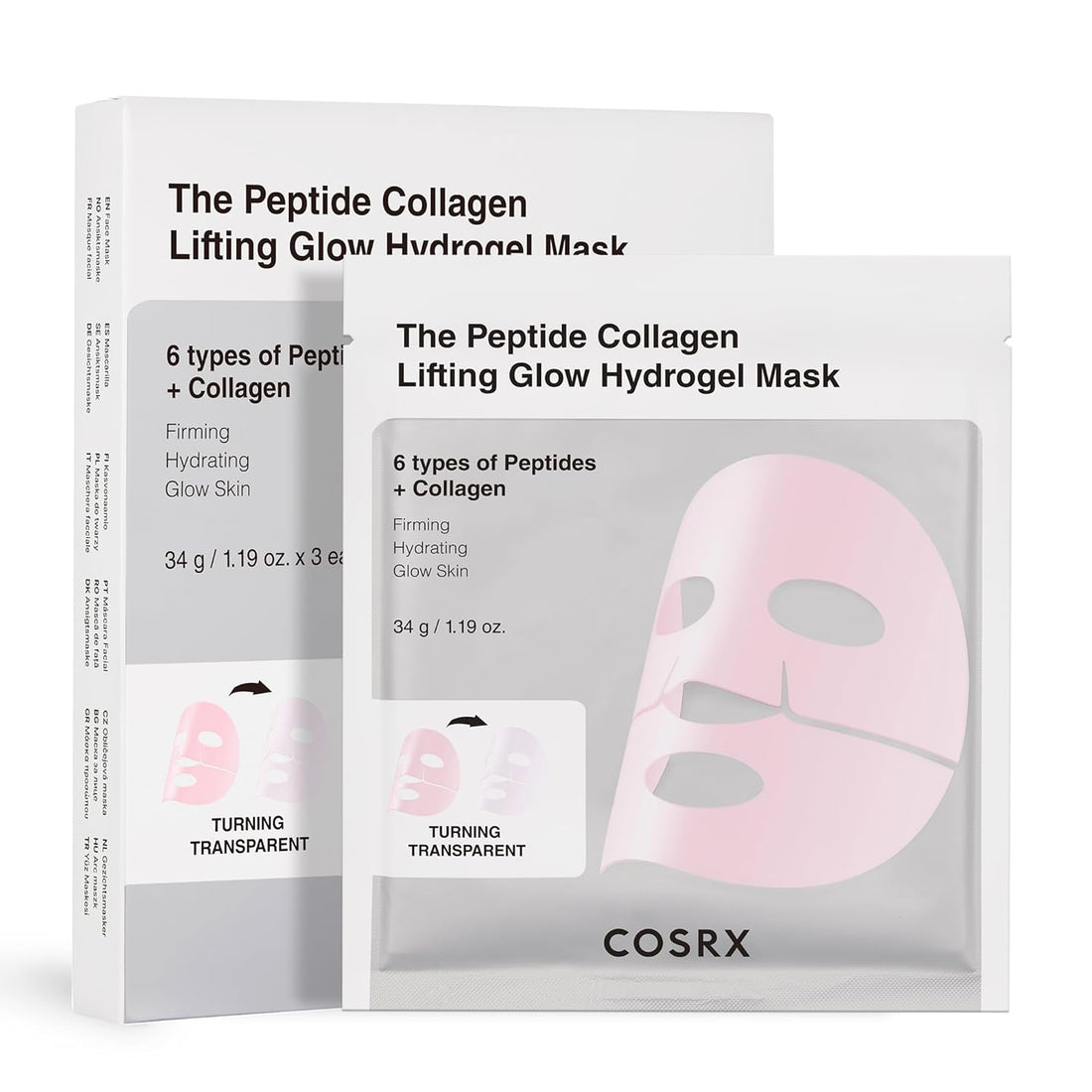COSRX Pink Peptide Collagen Lifting Glow Hydrogel Gesichtsmasken