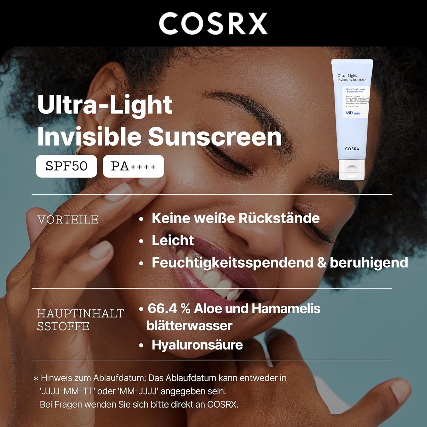 COSRX Ultra-Light Invisible Sonnencreme SPF50